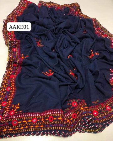 4 side Balochi embroidery with mirror work #   Fabric # Swiss lawn 